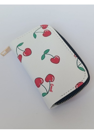 Tovyamade Suni Deri Desen Baskılı Cüzdan,kartlık,bozukpara Beyaz
