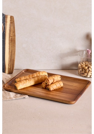 Akasya Dikdörtgen Tepsi 34x24 Cm Kahverengı Kahverengi