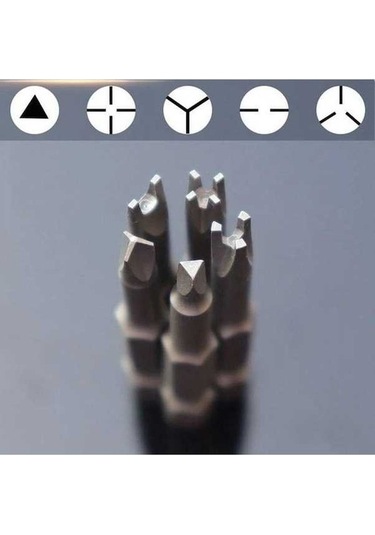 Pazly 5 Adet Özel Şekilli Tornavida Seti - 50mm U Şeklinde Y Tipi Üçgen Bitler, Pratik Aksesuarlar İçin Uygun