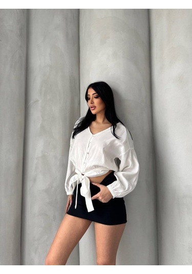 Bağlama Detaylı Gömlek Çok Renkli