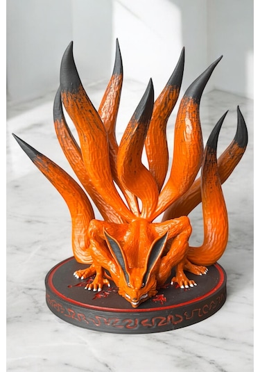 Kurama Kyubi 3d Baskı Koleksiyon Figürü El Boyaması, Naruto Lanetli Mühürlü Anime