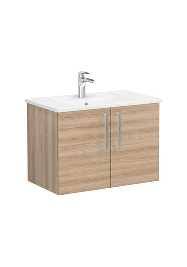 VitrA Root Flat Kapaklı Lavabo Dolabı 80 Cm Doğal Meşe 66386 Çok Renkli