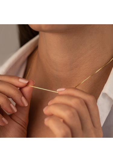 Dkmn Gümüş 925 Ayar İnce Box Zincir Gümüş Kolye