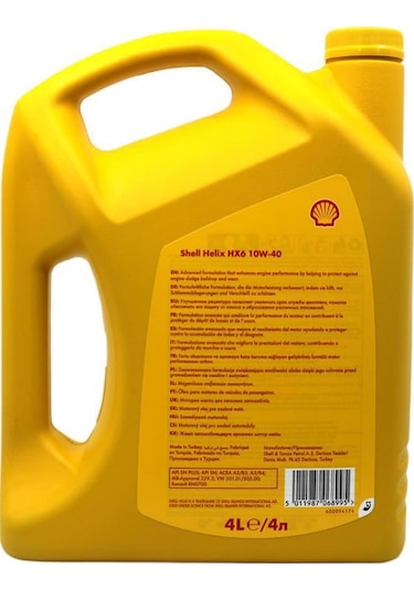 Shell Helix HX6 10W-40 Sentetik Motor Yağı 4 L