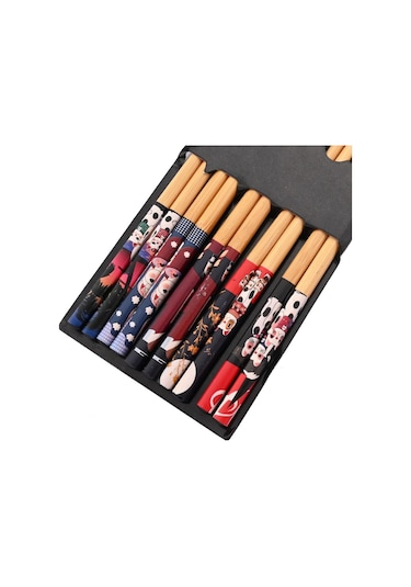 Cat 5 Pairs El Yapımı Doğal Bambu Ahşap Çubuklarını Sağlıklı Çin Karbonizasyon Çubuklarını Yeniden Kullanılabilir Suşi Gıda Sopa Sofra Seti Diğer