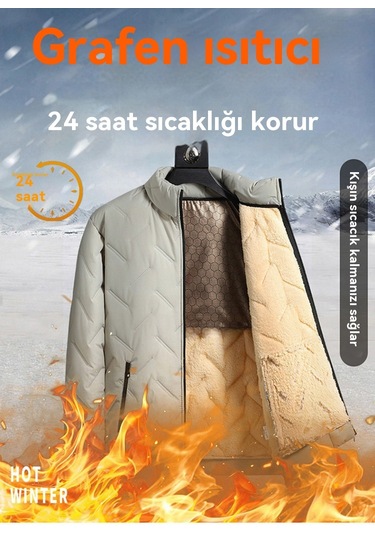 Kışlık Polar Astarlı Erkek Polar Ceket Siyah