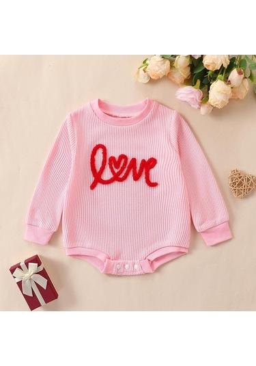 Carrier Yeni Waffle Üstler Tulum Sweatshirt Sevgililer Pembe Örgü Kız Kıyafeti Kazak Kazak Günü Doğan Büyük Boy Bebek Balonu Aşk Açık Gg Açık Pembe