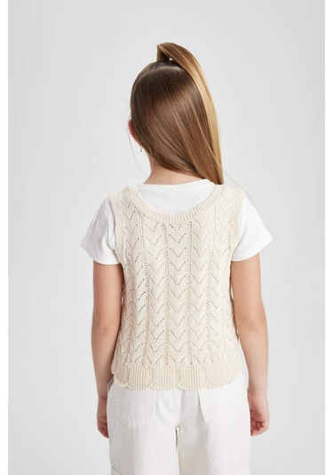 Defacto Kız Çocuk Bisiklet Yaka Atlet B8291A824HSER99 Ekru