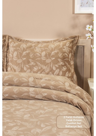 Elart Stella Comfort Uyku Seti Yatak Örtüsü Çift Kişilik 3 Parça 220x240 Cm Bej Bej