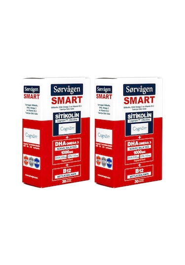 Sorvagen Smart Sitikolin DHA Omega 3 ve B12 30 Kapsül 2 Adet