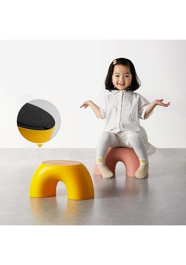 Sones Basit Dairesel Küçük Bank Ev Yuvarlak Çocuk Taburesi Ayakkabı Taburesi Kırmızı