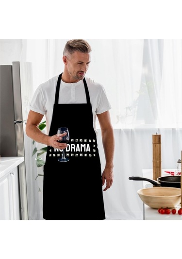 No Drama Mutfak Önlüğü Keten Kumaş, Uluslararası Yıkama Ve Solmama Sertifikası Çok Renkli