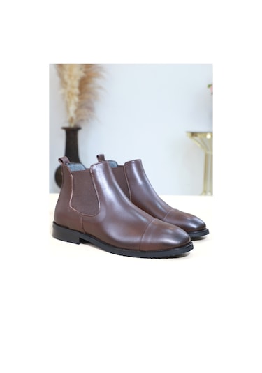 Konfores 1355 Anatomik Tabanlı Hakiki Deri Erkek Klasik Bot - Nkt Kahverengi
