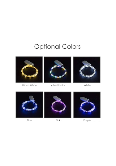 Teltree Pil Liçli Renkli Led İp Işığı 1m 10 Led, Noel Bayramı Dekorasyon, Pasta Çiçek Sepeti Aydınlatma, Esnek Bakır Tel, 4 Renk Seçeneği Çok Renkli