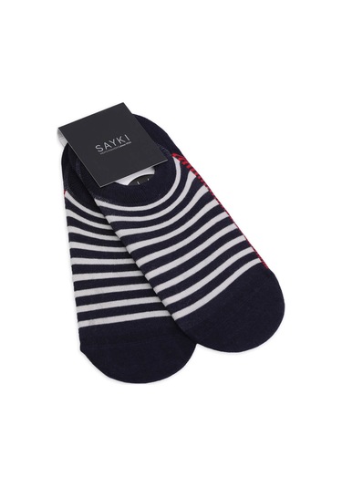 Kırmızı Desenli Pamuklu İkili Babet Çorap 17143024a011 017 Bej