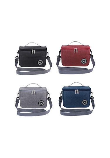 Termal Öğle Yemeği Kutusu Çantası Dayanıklı Su Geçirmez Ofis Soğutucu Kayışlı Öğle Yemeği Kutusu S Siyah Siyah