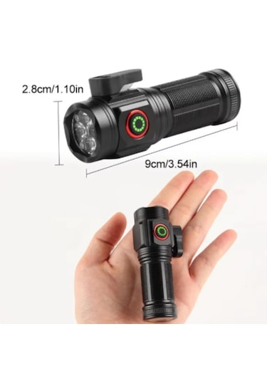 Powerdex Pd-7007 15 Watt Mıknatıslı Mini Şarjlı El Feneri Siyah