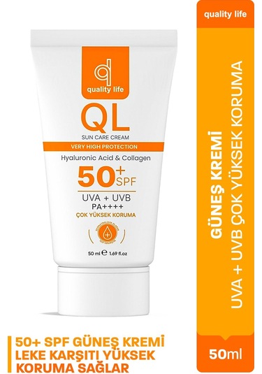 Quality Life Yüz Güneş Kremi Su Bazlı Leke Karşıtı Faktör Güneş Kremi SPF50+ 50 ML