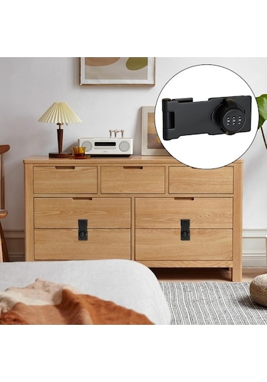 Besthome1 Suntek Dolap Kapı Kilidi - Ev Şifre Pet Üç-delikli Siyah