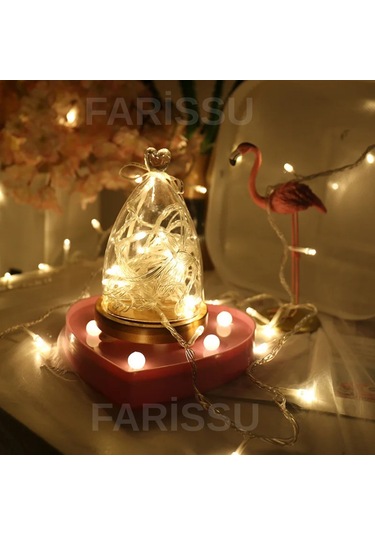 Fişli Peri Led Işık Gün Işığı Renk 10 Metre 100 Led Şeffaf Kablo 8 Modlu Dış Mekan Dekoratif Aydınlatma Gün Işığı