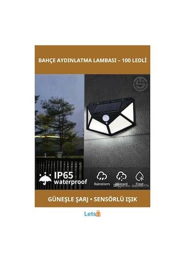 Güneş Enerjili 100 Ledli Bahçe Aydınlatma Lambası Çok Renkli