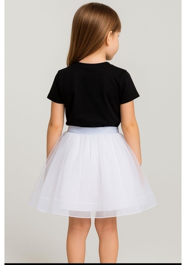Gala Kız Çocuk Beli Lastikli Tütülü Etek Beyaz