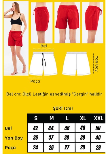 Fantasy Kadın Kırmızı Cepli Hızlı Kuruyan Deniz Şortu Edy6110k Kırmızı