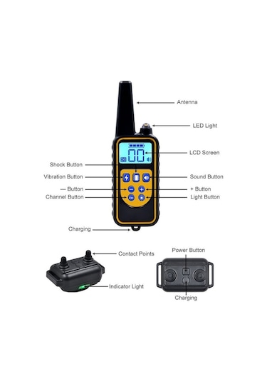 Hallow-köpek Eğitim Yaka Köpek Şok Yaka Uzaktan 800 Metre,siyah Qy