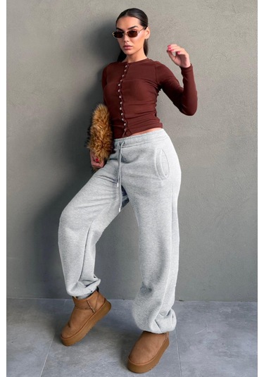 Grimelanj Geniş Paça Rahat Kalıp Lastikli Eşofman Altı Mg2581 Grimelanj