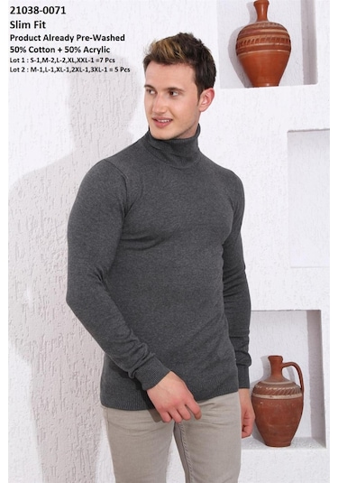 Brango 21038 Erkek Triko Kazak 21038-1597-R0106 Antrasit