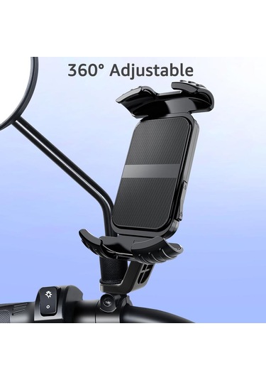Mt27 Kilit Sistemli Ayna Bağlantılı Motosiklet Telefon Tutucu Yat Siyah