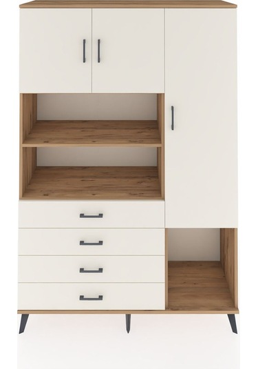 Hyperion Dolap 8 Raflı 4 Çekmeceli 3 Kapaklı 132x44x195 Çam-a... Çam