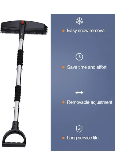 Sones Paslanmaz Çelik Açılıp Kapanabilen Araba Kar Küreği Fırça Seti Gümüş