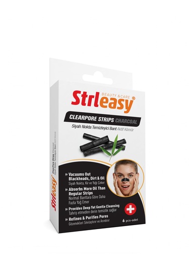 Strleasy Siyah Nokta Burun Temizleme Bant Aktif Kömür 6'lı