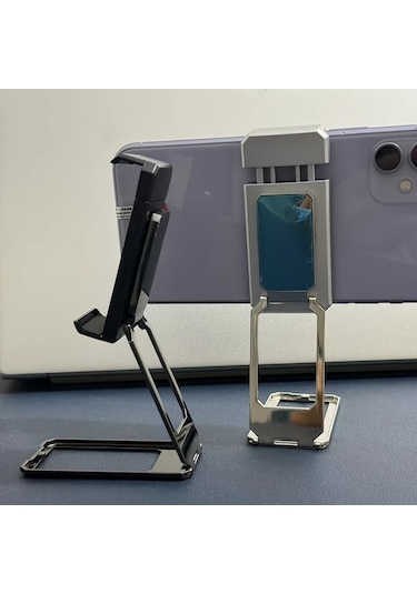 Motion003 360 Derece Dönebilen Katlanabilir Stand Arka Klips Simli Siyah Telefon Tutucu Metal Simli+siyah