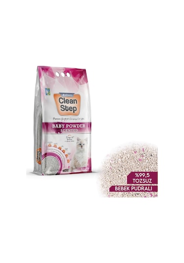 Jadawa Clean Step Bebek Pudralı Topaklaşan İnce Bentonit Kedi Kumu 10 L