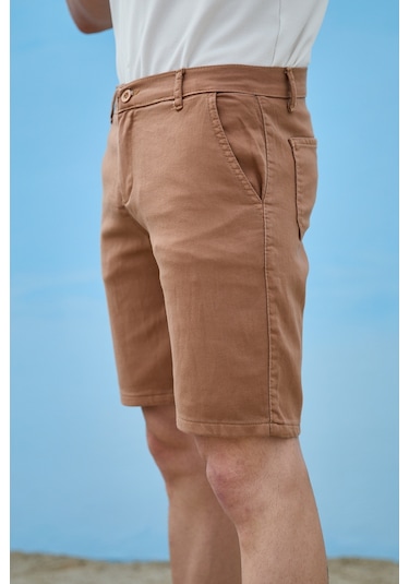Vizon Renk Chino Erkek Şort Vizon