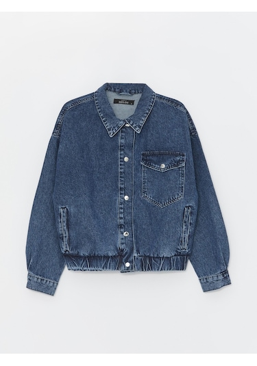 Koyu Mavi Cep Detaylı Denim Bomber Ceket-koyu Mavi Koyu Mavi