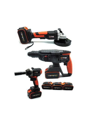 Germany Style Grm99880vfx 3'lü Set 2-26 Şarjlı Kırıcı Şarjlı Taşlama