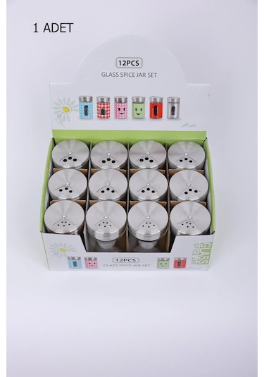 Cam Baharatlık Demir Kapaklı 1 Adet Royaleks-mtr-2203-06 Çok Renkli