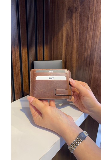 Mft Leather Hakiki Deri Mıknatıslı Kartlık Mona 1103 Taba