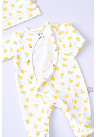 Boumini Bebek Patikli Tulum Şapka Set Limonlar-sarı Sarı