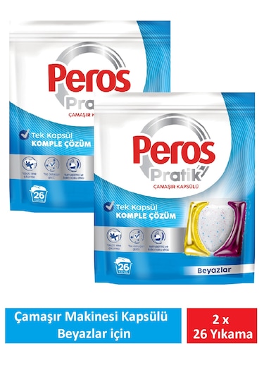 Peros Pratik Matik Çamaşır Deterjanı Kapsülü - Tableti 56 Adet Beyazlar 2pk 26 Set