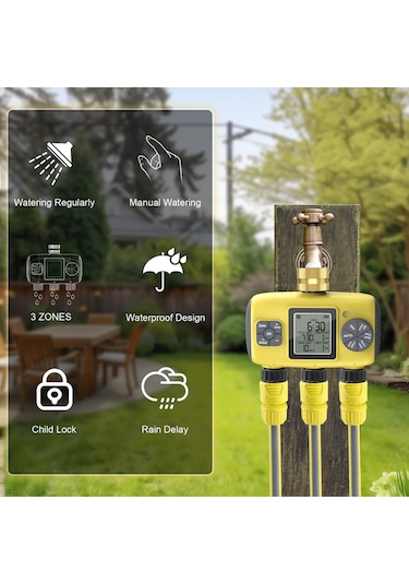 Insoma 3 Çıkışlı Otomatik Su Zamanlayıcı Bahçe Sulama Sulama Sistemi Bağımsız Nh Thread