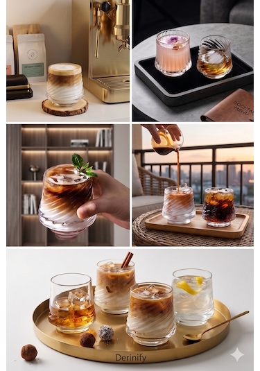 Premium Origami Serisi 2 Parça Espresso Ve Viski Cam Bardak Takımı Şeffaf