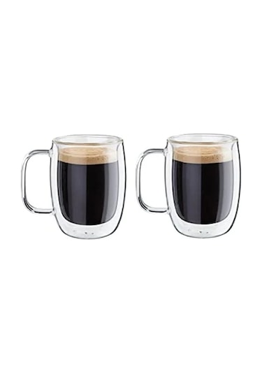 Çift Camlı Kulplu 2'li Espresso Bardak Seti, 134 Ml Acı Kahve