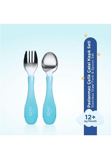 Paslanmaz Çelik Kaşık Çatal Seti Mavi