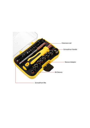 Skycity 46 Parça Tornavida Ve Somun Anahtarı Seti - Crv+abs Malzeme, 125mm Uzatma Çubuğu, 35 Adet Bit, Sarı-siyah