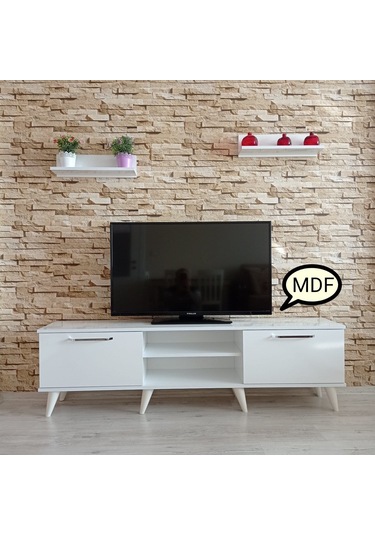 Mobilyasepeti Mobilya Sepeti ( Ms 80 ) Mdf Tv Ünitesi Dolabı,Raflı,Beyaz
