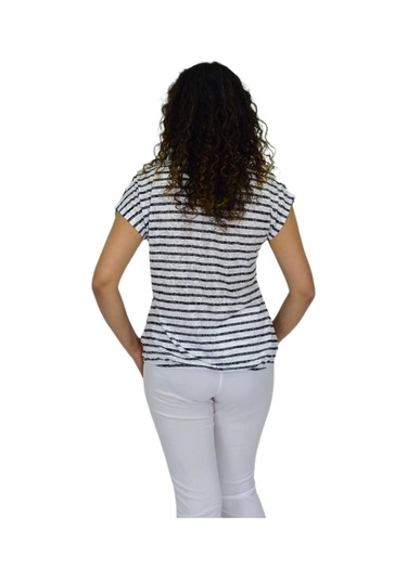 Kadın Kısa Kol Baskılı Bluz Bgl-st04696 Beyaz